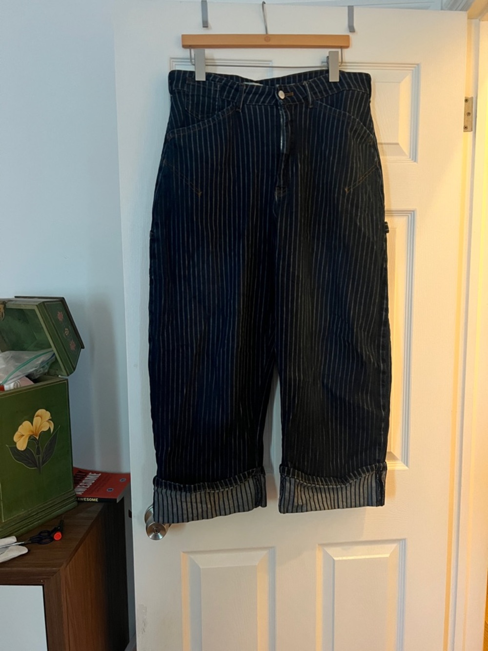 Pilcro Navy Pinstripe Cropped Jeans - Picture 2 of 9